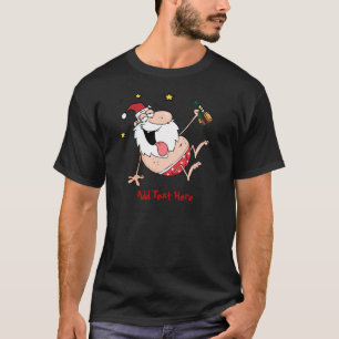 Personalized Funny Xmas Cartoon Drunk Santa T-Shirt