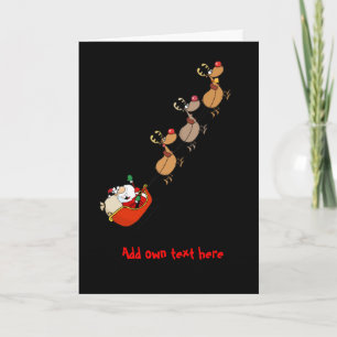 Personalized Funny Xmas cartoon Santa Reindeer Holiday Card