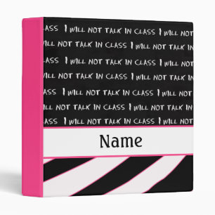 Personalized Funny Zebra School Binder