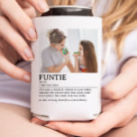 Personalized Funtie Definition Quote Can Cooler<br><div class="desc">This Funtie definition quote design is the perfect way to celebrate the special bond your sister shares with your child as a "Fun Aunt". This design is something that not only brightens her space but also captures the unique joy and love she brings to your family. Whether it's for a...</div>