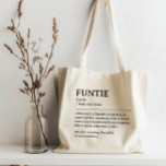 Personalized Funtie Definition Quote Tote Bag<br><div class="desc">This Funtie definition quote design is the perfect way to celebrate the special bond your sister shares with your child as a "Fun Aunt". This design is something that not only brightens her life but also captures the unique joy and love she brings to your family. Whether it's for a...</div>