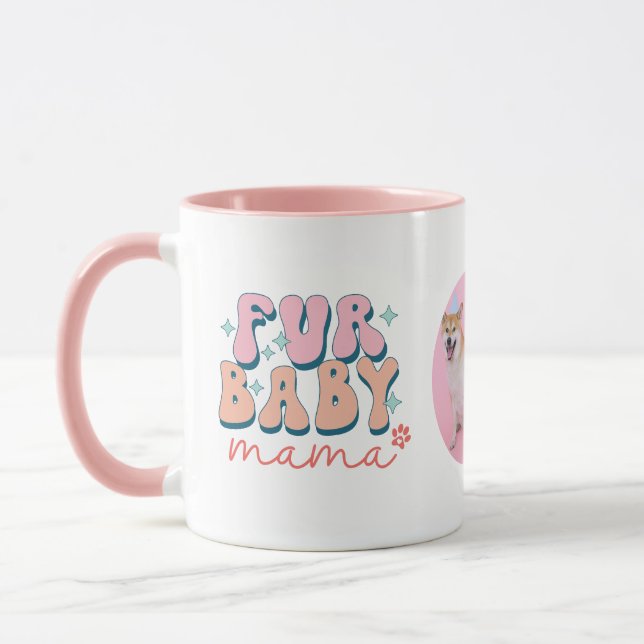 Personalized Fur Baby Mama Mug Retro Pink (Left)