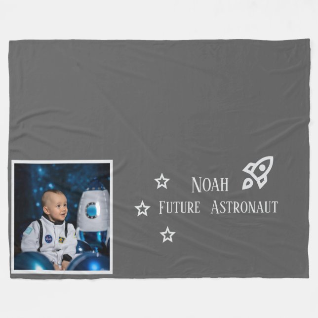 Personalized Future Astronaut Kids Fleece Blanket (Front (Horizontal))