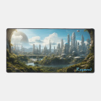 Personalized Future City Landscape Desk Mat