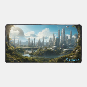 Personalized Future City Landscape Desk Mat 
