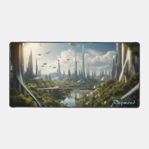 Personalized Future City Landscape Desk Mat 