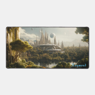 Personalized Future City Landscape Desk Mat