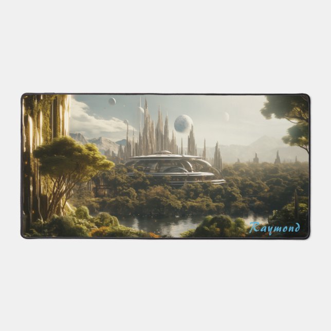 Personalized Future City Landscape Desk Mat  (Front)