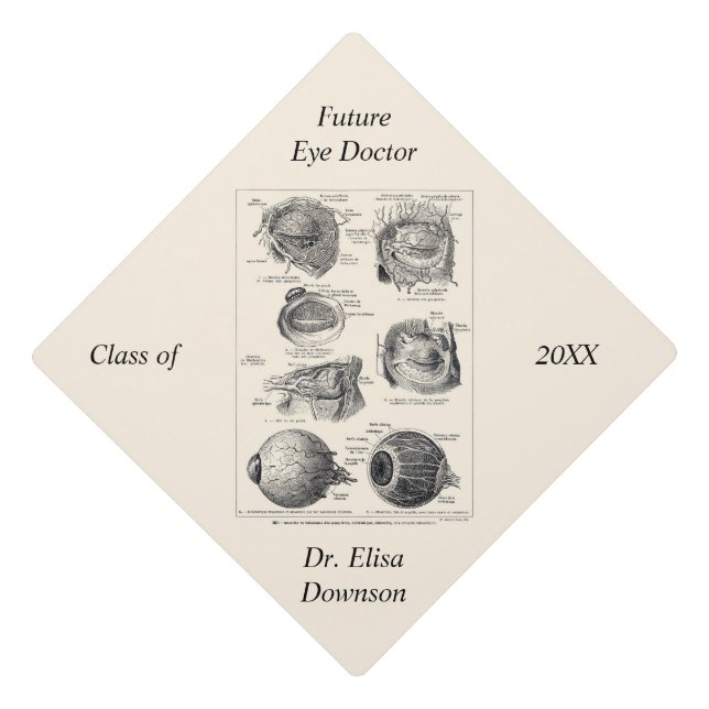 Personalized Future Eye Doctor Retro Graduation  Graduation Cap Topper (Front)