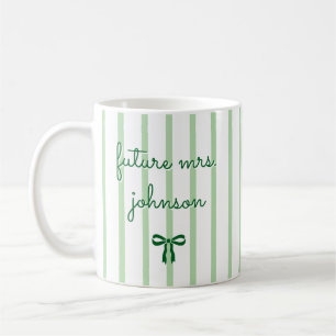 Personalized Future Mrs Stripe Engaged Bride to Be Coffee Mug