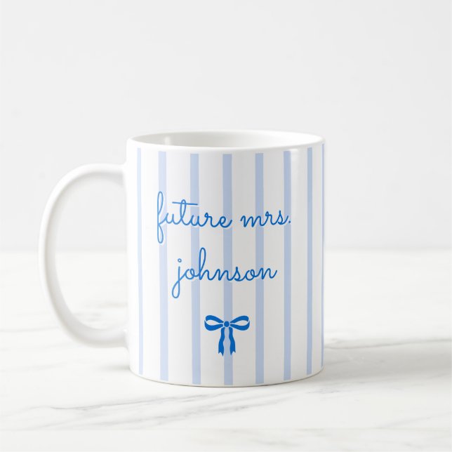 Personalized Future Mrs Stripe Engaged Bride to Be Coffee Mug (Left)