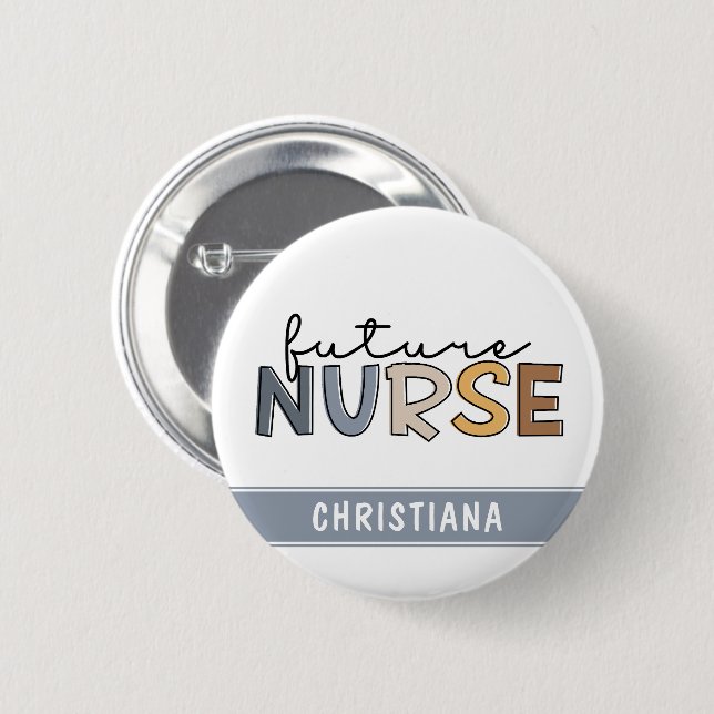 Personalized Future Nurse | Nursing Student Gifts 2 Inch Round Button (Front & Back)