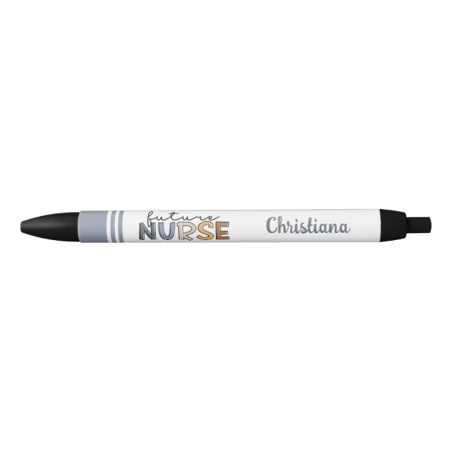 Personalized Future Nurse | Nursing Student Gifts Black Ink Pen (Front)