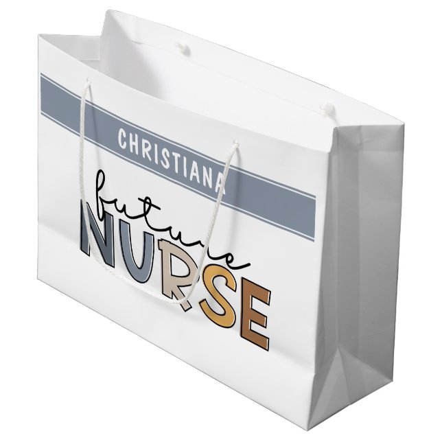 Personalized Future Nurse | Nursing Student Gifts Large Gift Bag (Front Angled)