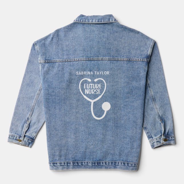 Personalized Future Nurse Stethoscope  Denim Jacket (Back)