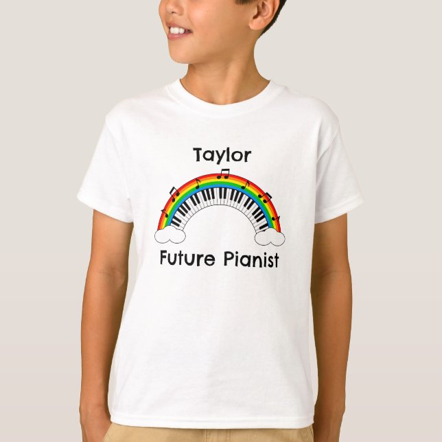 Personalized Future Pianist Rainbow Kids Shirt (Front)
