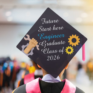 Personalized future start hete Engineer graduate  Graduation Cap Topper