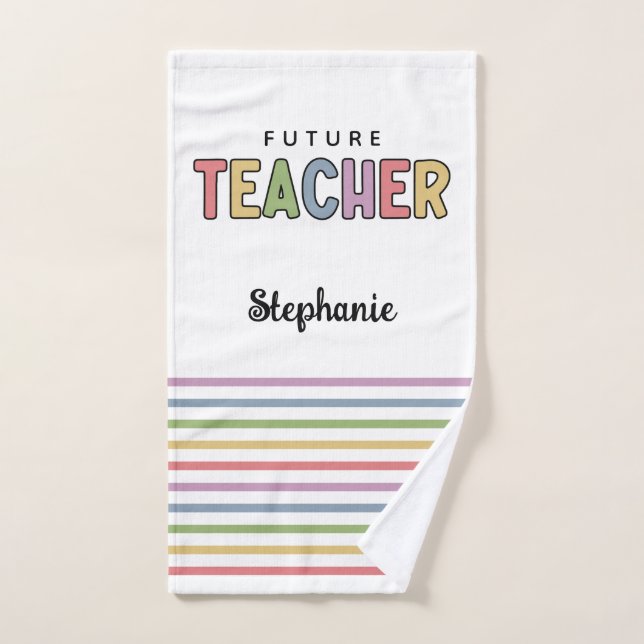 Personalized Future Teacher Colourful Cute Hand Towel (Hand Towel)