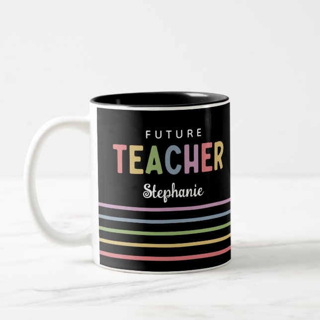 Personalized Future Teacher Colourful Gifts Two-Tone Coffee Mug (Left)