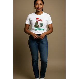 Personalized "G" Christmas Letter Tri-Blend Shirt