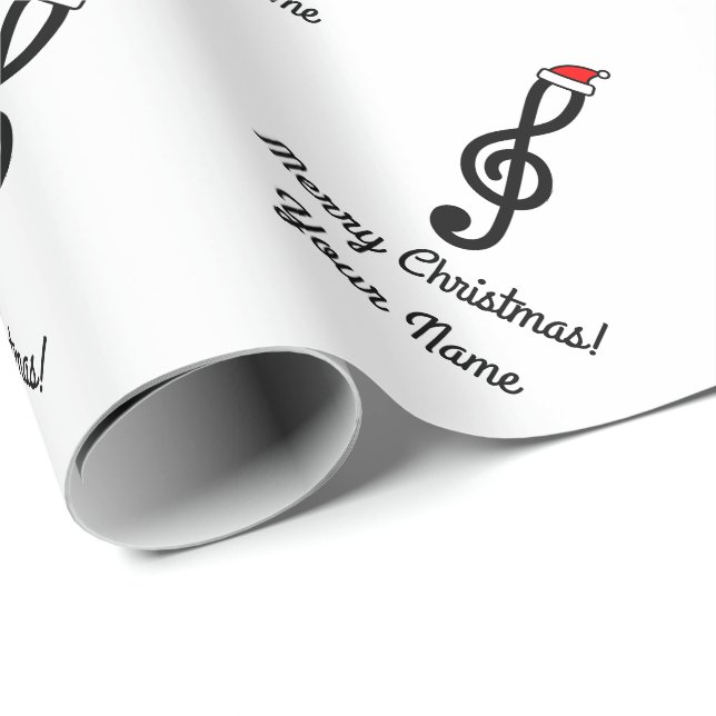Personalized G Clef Treble music note Christmas Wrapping Paper (Roll Corner)