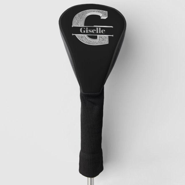 Personalized G Initial Silver Monogram Your Name   Golf Head Cover (Front)