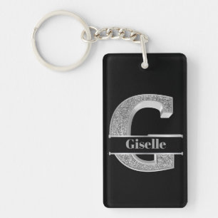 Personalized G Initial Silver Monogram Your Name Keychain
