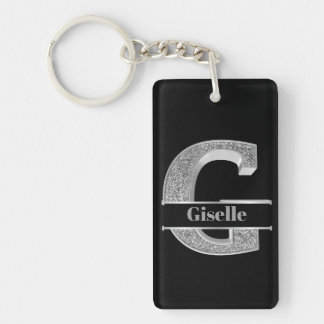 Personalized G Initial Silver Monogram Your Name   Keychain