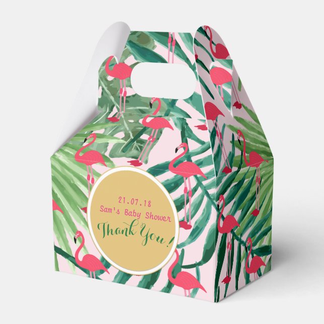 Personalized Gable Boxes Tropical Leaf Flamingos (Front Side)