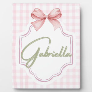 Personalized Gabriella Baby Girl Nursery Bow Plaque