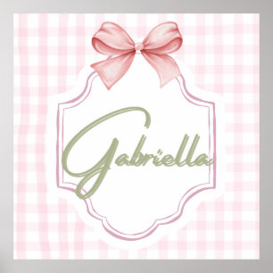 Personalized Gabriella Baby Girl Nursery Bow  Poster