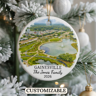 Personalized Gainesville Ornament, Custom Florida Ceramic Ornament