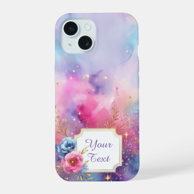 Personalized Galactic Bloom iPhone 15 Case (Back)