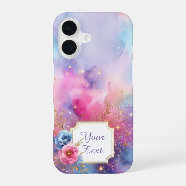 Personalized Galactic Bloom iPhone 16 Case (Back)