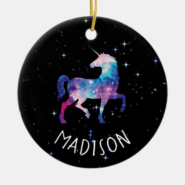Personalized Galaxy Unicorn Ceramic Ornament (Front)