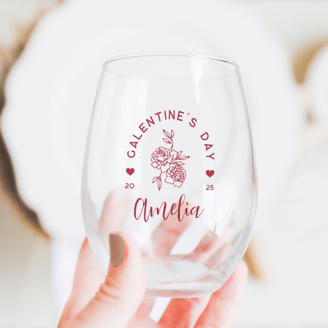 Personalized Galentine's Day Stemless Wine Glass (Creator Uploaded)