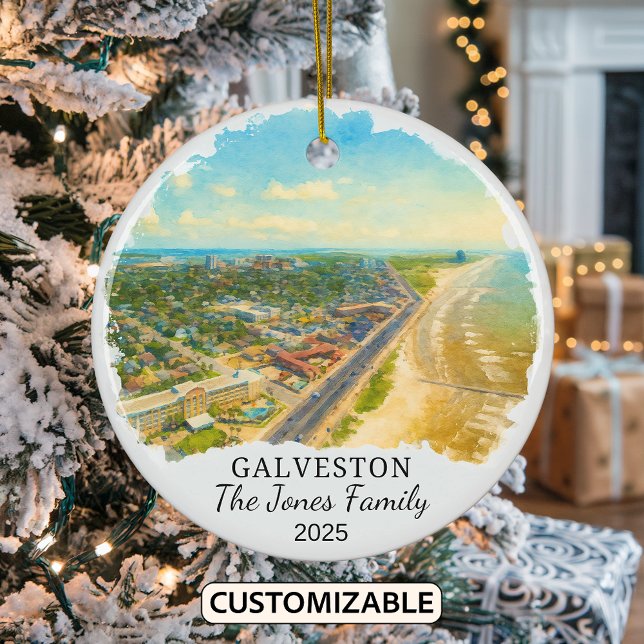 Personalized Galveston Ornament, Texas Ceramic Ornament (Creator Uploaded)