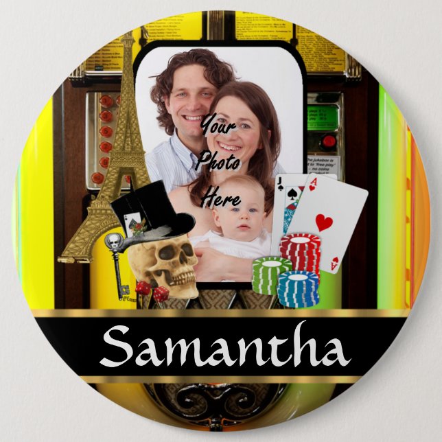 Personalized gambler 6 inch round button (Front)
