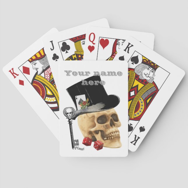 Personalized gambler gothic  skull playing cards (Back)