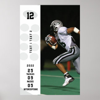 Personalized Game Day Football Poster Name # Stats