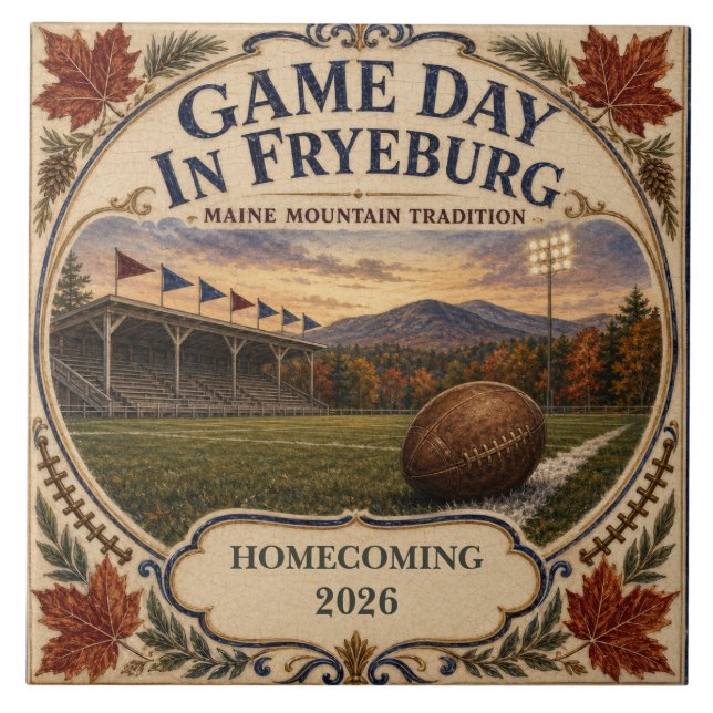 Personalized Game Day in Fryeburg Maine Alumni Tile (Front)