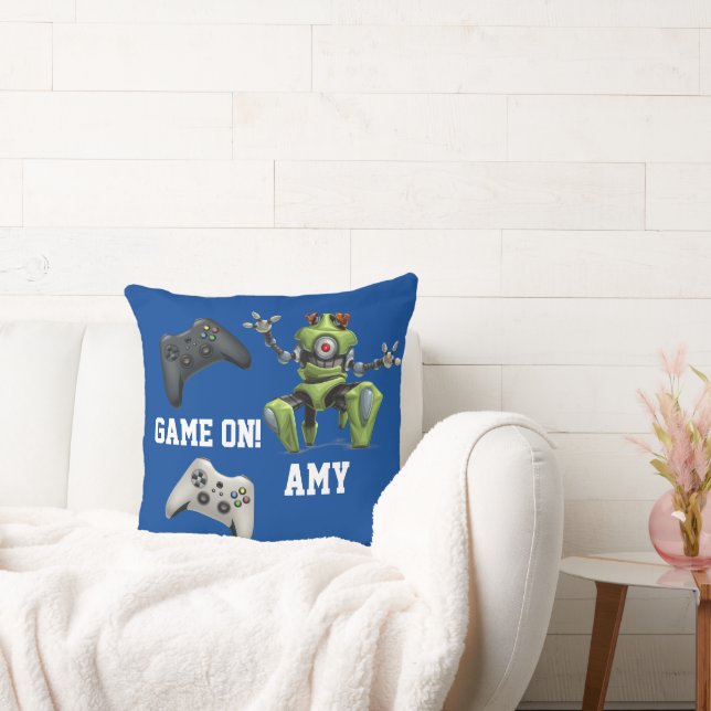 Personalized Game On Gamer Throw Pillow (Couch)