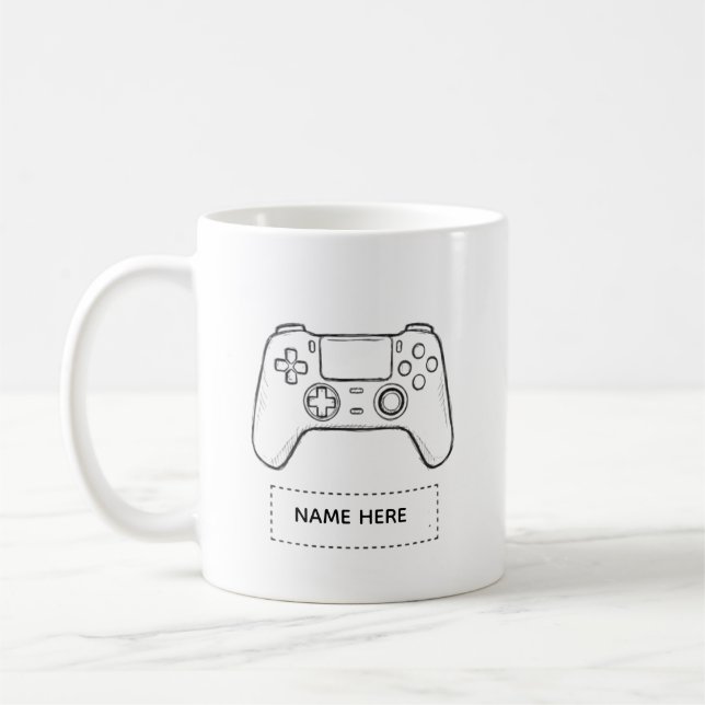 Personalized Gamer Controller Minimalist Sketch  Coffee Mug (Left)