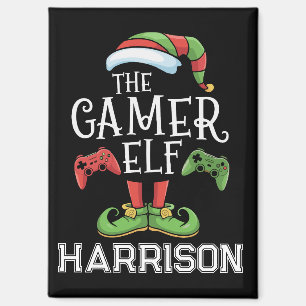 Personalized Gamer Elf Christmas Video Gaming Magnet