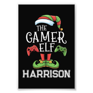 Personalized Gamer Elf Christmas Video Gaming Photo Print