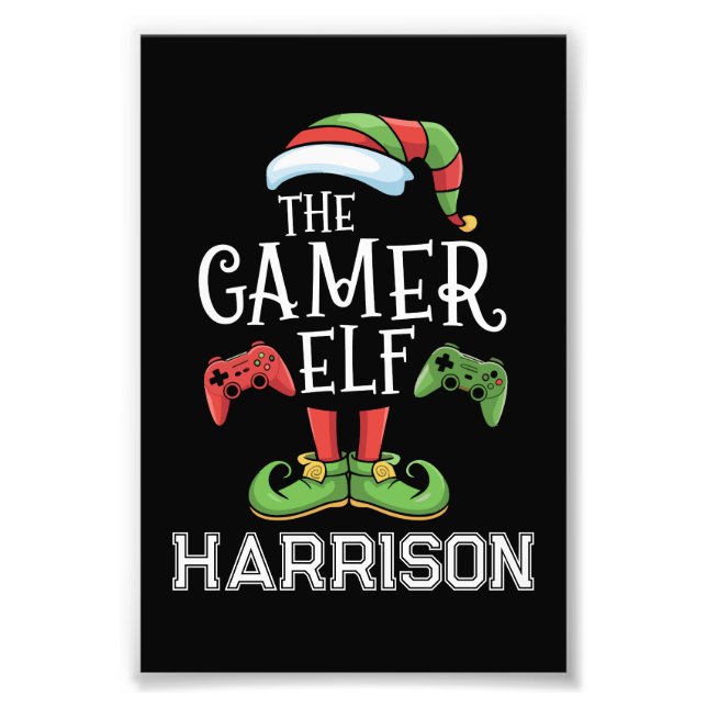 Personalized Gamer Elf Christmas Video Gaming  Photo Print (Front)