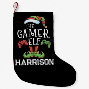 Personalized Gamer Elf Christmas Video Gaming  Small Christmas Stocking