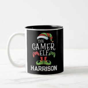 Personalized Gamer Elf Christmas Video Gaming Two-Tone Coffee Mug