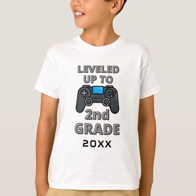 Personalized Gamer Levelled Up to 2nd Grade T-Shirt (Front)
