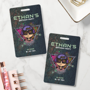 Personalized Gamer VIP Birthday Access Pass Badge